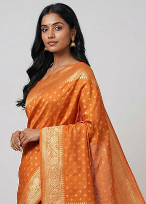Orange Uppada Silk Saree With Blouse Piece