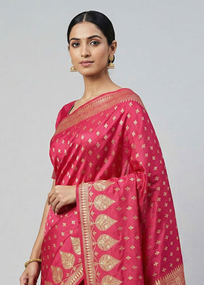 Pink Uppada Silk Saree With Blouse Piece