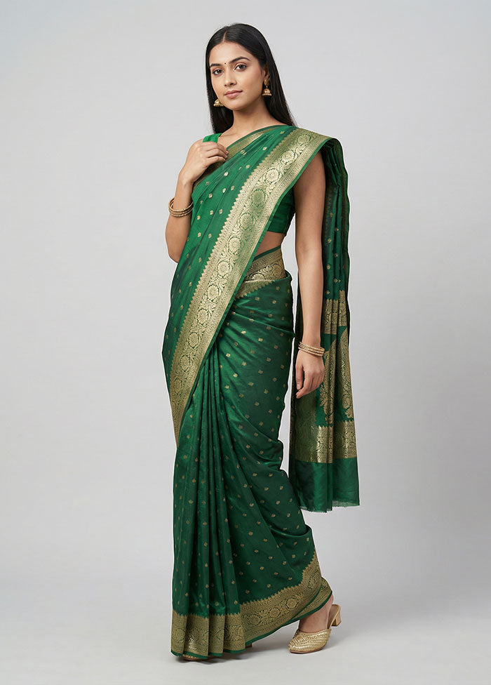 Green Uppada Silk Saree With Blouse Piece