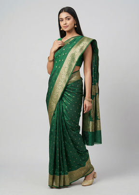 Green Uppada Silk Saree With Blouse Piece