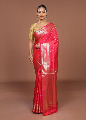Pink Uppada Silk Saree With Blouse Piece
