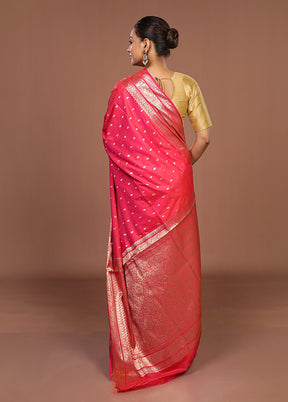 Pink Uppada Silk Saree With Blouse Piece