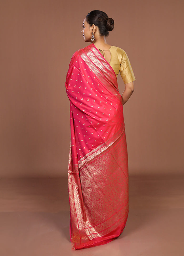 Pink Uppada Silk Saree With Blouse Piece