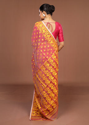 Red Jamdani Cotton Saree Without Blouse Piece