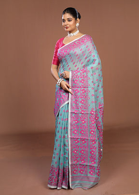 Green Jamdani Cotton Saree Without Blouse Piece