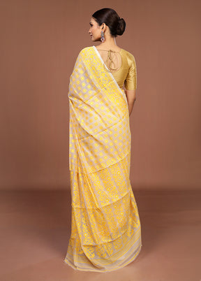 White Jamdani Cotton Saree Without Blouse Piece