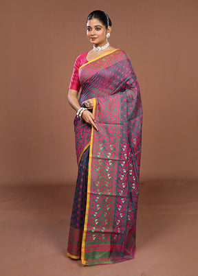 Green Jamdani Cotton Saree Without Blouse Piece