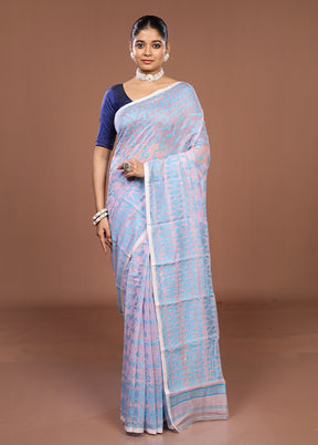 Pink Jamdani Cotton Saree Without Blouse Piece