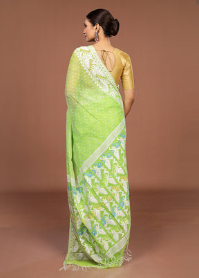 Green Matka Silk Saree With Blouse Piece