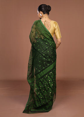 Green Jamdani Cotton Saree Without Blouse Piece