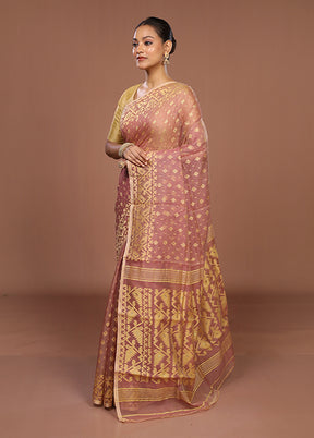 Purple Jamdani Cotton Saree Without Blouse Piece
