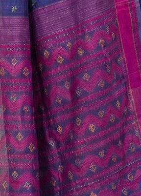 Blue Jamdani Cotton Saree Without Blouse Piece