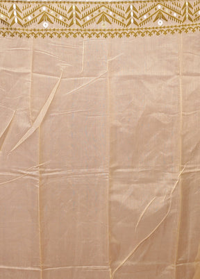 Cream Jamdani Cotton Saree Without Blouse Piece