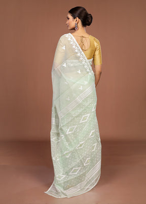 Green Jamdani Cotton Saree Without Blouse Piece