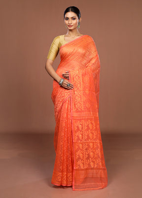 Pink Jamdani Cotton Saree Without Blouse Piece