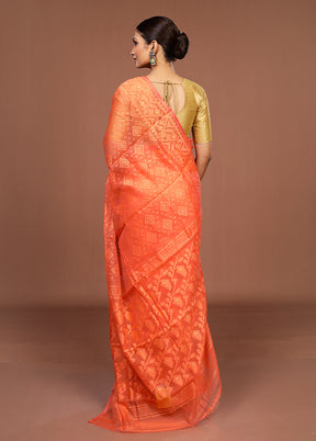 Pink Jamdani Cotton Saree Without Blouse Piece