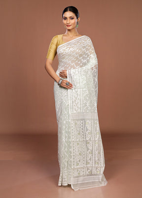 Green Jamdani Cotton Saree Without Blouse Piece