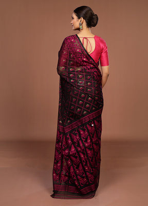 Black Jamdani Cotton Saree Without Blouse Piece