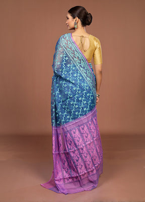 Pink Jamdani Cotton Saree Without Blouse Piece