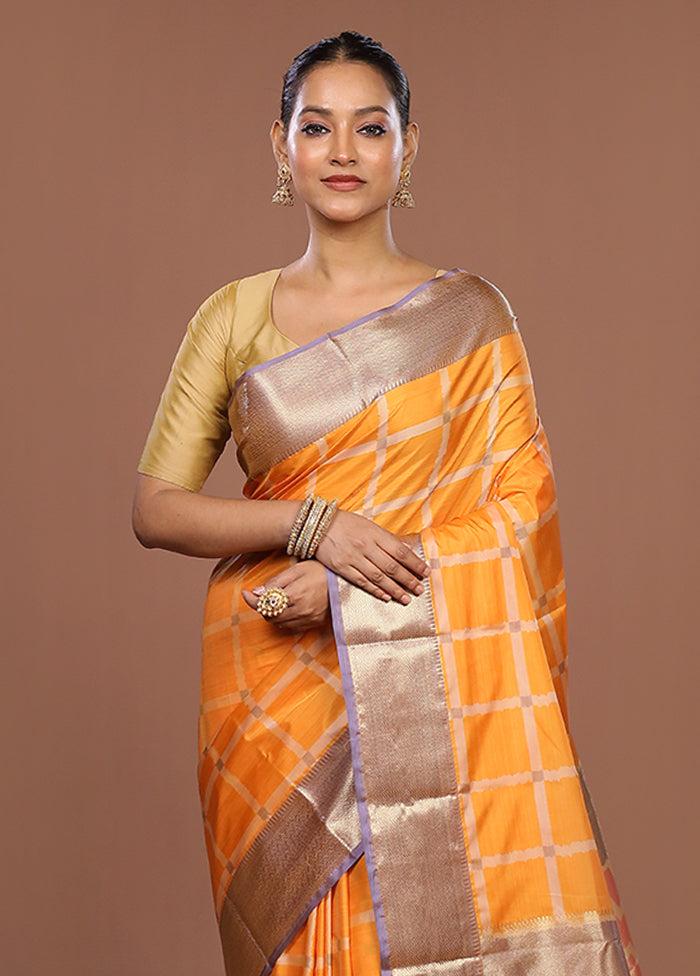 Yellow Kanjivaram Silk Saree With Blouse Piece