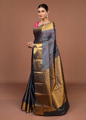 Black Kanjivaram Silk Saree With Blouse Piece