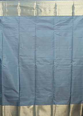 Blue Kanjivaram Silk Saree With Blouse Piece