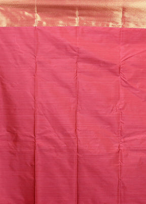 Pink Kanjivaram Silk Saree With Blouse Piece