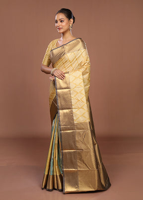Yellow Kanjivaram Silk Saree With Blouse Piece
