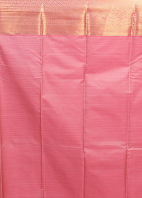 Pink Kanjivaram Silk Saree With Blouse Piece