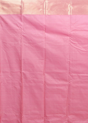 Pink Kanjivaram Silk Saree With Blouse Piece