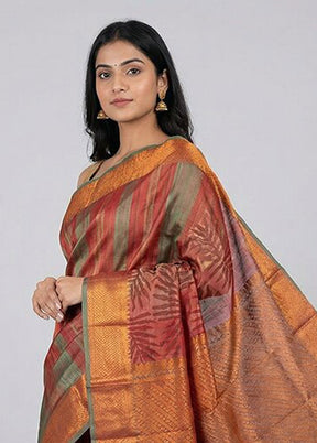 Pink Kanjivaram Silk Saree With Blouse Piece
