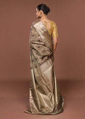 Cream Kanjivaram Silk Saree With Blouse Piece