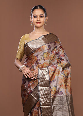 Cream Kanjivaram Silk Saree With Blouse Piece