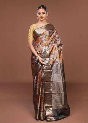 Cream Kanjivaram Silk Saree With Blouse Piece
