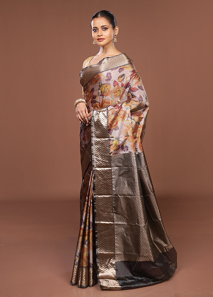 Cream Kanjivaram Silk Saree With Blouse Piece