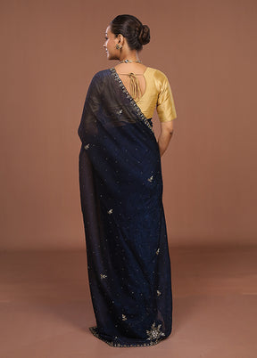 Blue Tissue Silk Saree With Blouse Piece