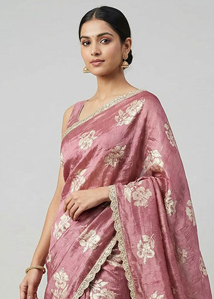 Purple Tissue Silk Saree With Blouse Piece