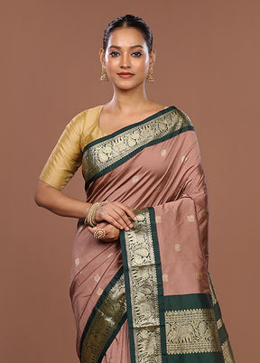 Cream Kanjivaram Silk Saree With Blouse Piece