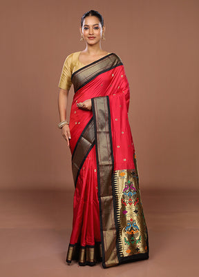 Red Handloom Kanchipuram Pure Silk Saree With Blouse Piece