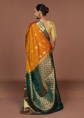 Yellow Kanjivaram Silk Saree With Blouse Piece
