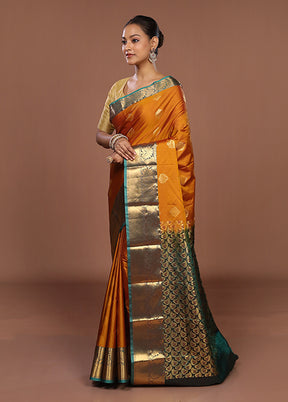 Yellow Kanjivaram Silk Saree With Blouse Piece