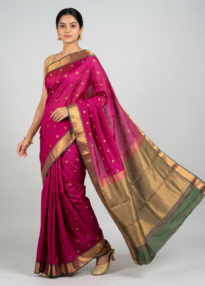 Purple Kanjivaram Silk Saree With Blouse Piece