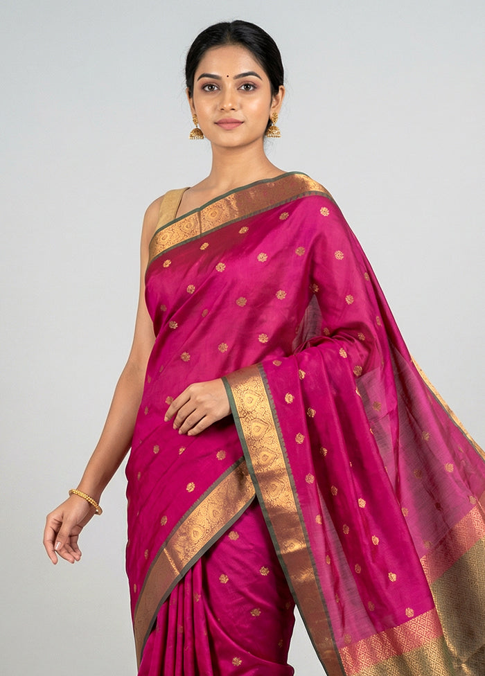 Purple Kanjivaram Silk Saree With Blouse Piece