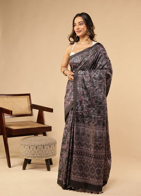 Purple Tussar Silk Saree With Blouse Piece