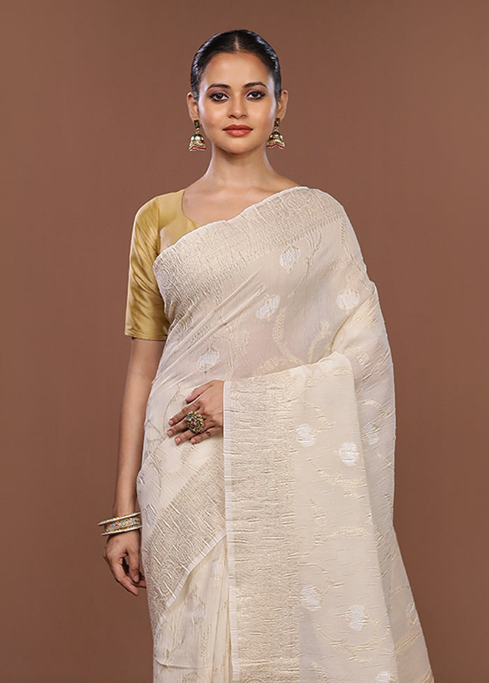 White Tissue Silk Saree With Blouse Piece