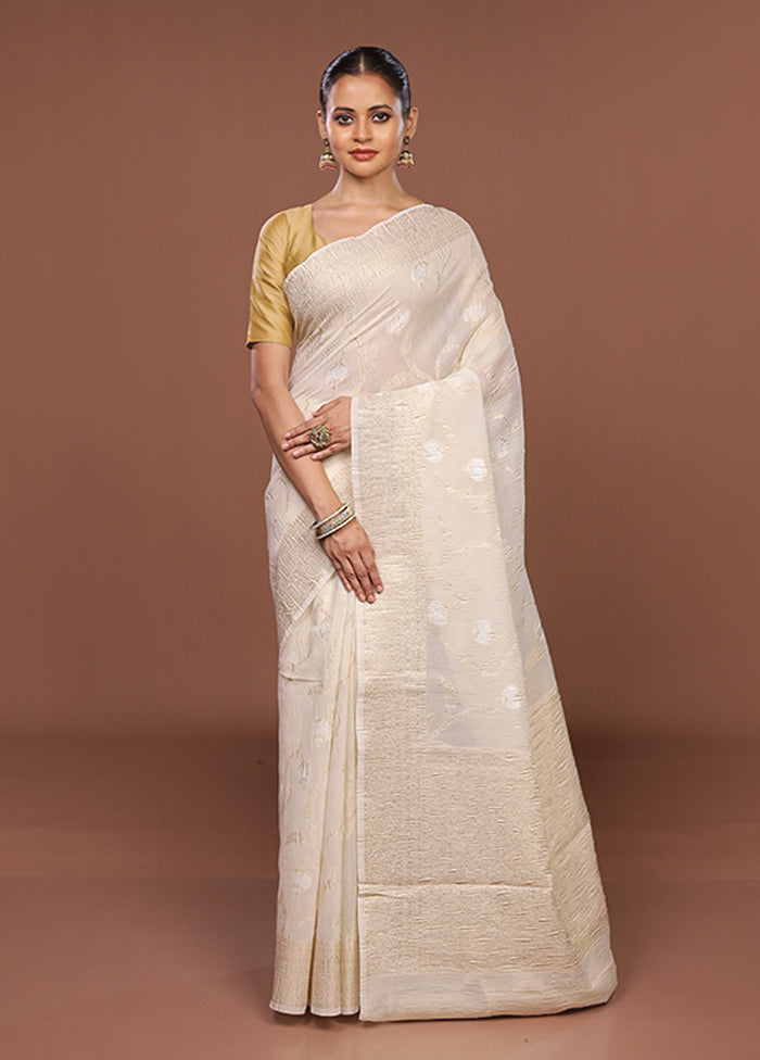 White Tissue Silk Saree With Blouse Piece