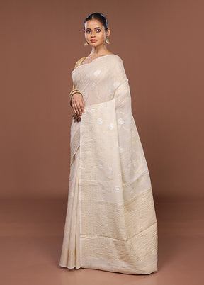 White Tissue Silk Saree With Blouse Piece