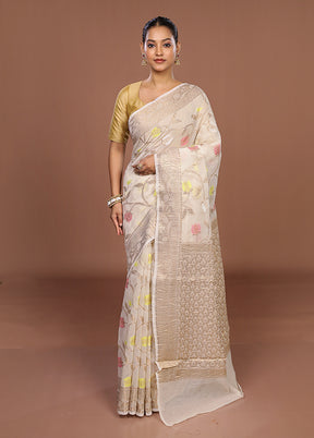 Cream Tissue Silk Saree With Blouse Piece