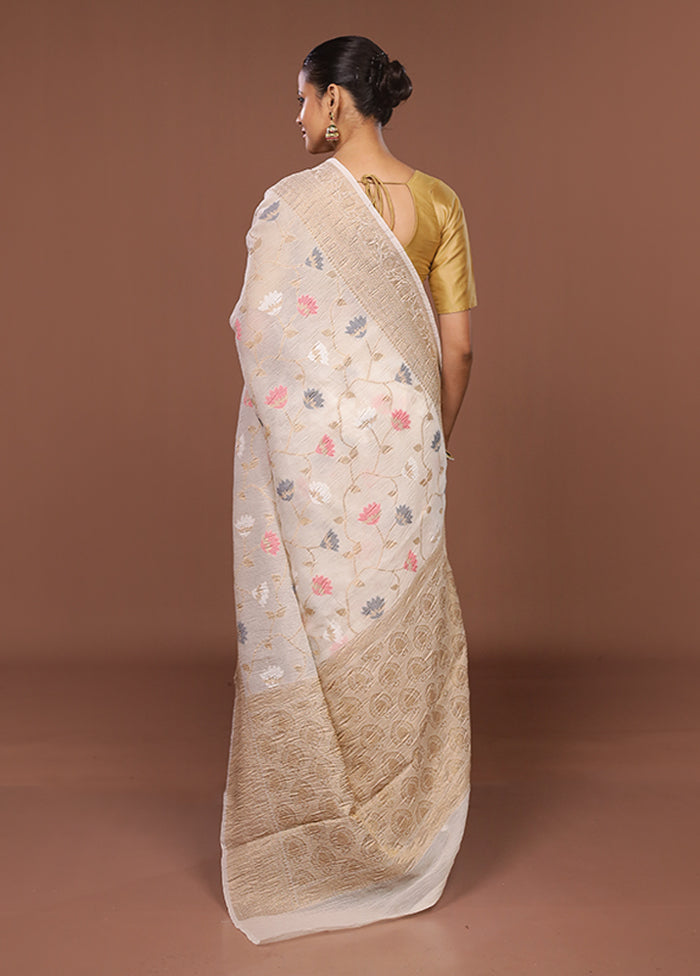 Cream Tissue Silk Saree With Blouse Piece