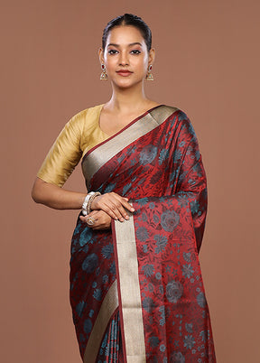 Maroon Kanjivaram Silk Saree With Blouse Piece